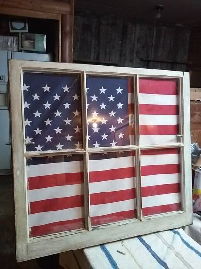 american flag and antique window, patriotic decor ideas, repurposing upcycling, seasonal holiday decor, window treatments American Flag Blanket, Antique Window, Different Flags, Window Crafts, Upholstery Tacks, Window Projects, Antique Windows, Fourth Of July Decor, Patriotic Crafts