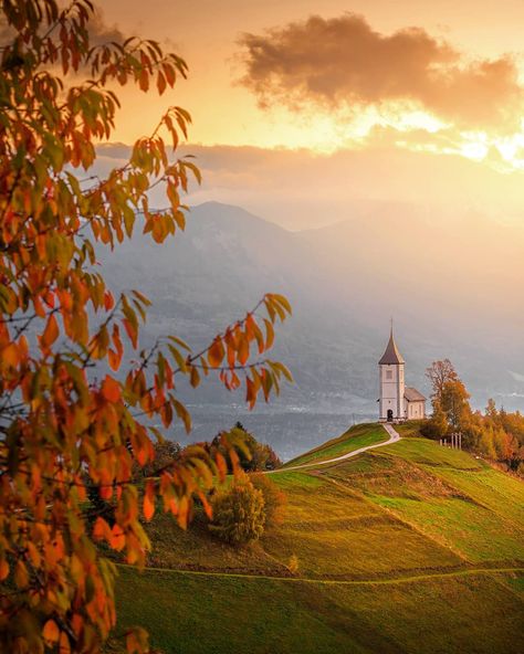 Autumn Sunrise, Julian Alps, Instagram Autumn, Amazing Nature Photography, Beautiful Sky, Slovenia, The Church, Amazing Nature, Wonderful Places