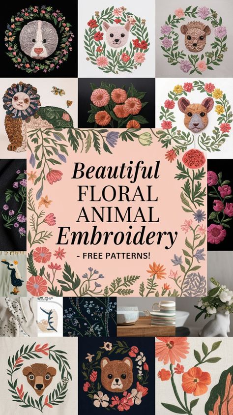 Floral animal embroidery patterns free – Add a creative touch to your embroidery projects with these stunning floral animal designs. Download free patterns now! Animal Embroidery Patterns, Free Embroidery Patterns, Animal Embroidery, Embroidery Patterns Free, Animal Designs, Free Embroidery, Embroidery Projects, Animal Design, Adorable Animals