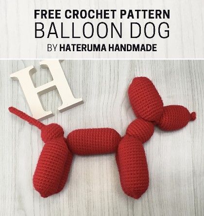 Free Crochet Pattern Balloon Dog • Free Crochet Patterns Crochet Balloon Animal Free Pattern, Crochet Balloon Dog Free Pattern, Crochet Balloon Dog, Crochet Balloon, Crochet Cats, Make A Tie, Dog Crochet, Crochet Plushies, Crochet Dog Patterns