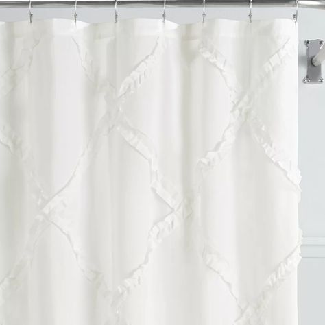 August Grove Irick 100% Cotton Single Shower Curtain & Reviews | Wayfair Chevron Shower Curtain, Ruffle Pattern, Laura Ashley Home, Plastic Shower Curtain, Cotton Shower Curtain, Hall Bathroom, White Shower Curtain, White Shower, Floral Shower Curtains