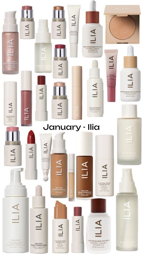 January - ilia #ilia #beauty #makeup #january #iliabeauty Ilia Skincare, Ilia Makeup, Make Ip, Vanilla Aesthetic, Makeup Beauty Room, Marketing Project, Ilia Beauty, Makeup List, Types Of Makeup