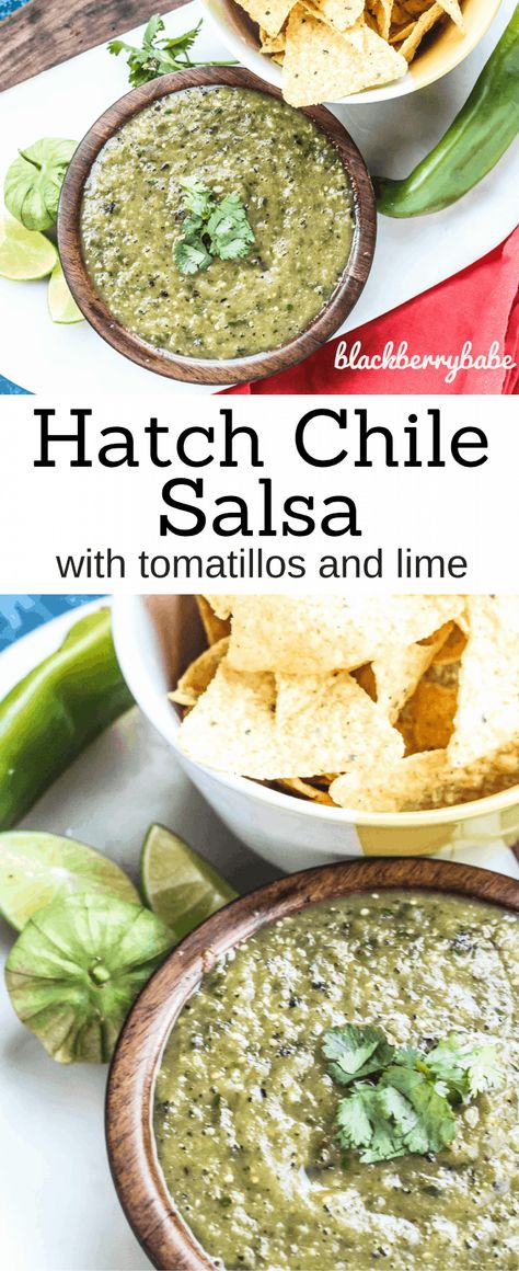 Paleo Salsa, Roasted Tomatillo Salsa Verde, Vegan Salsa, Hatch Chile Salsa, Hatch Chili Recipes, Potato And Egg Breakfast, Hatch Chile Recipes, Chile Salsa, Roasted Tomatillo Salsa