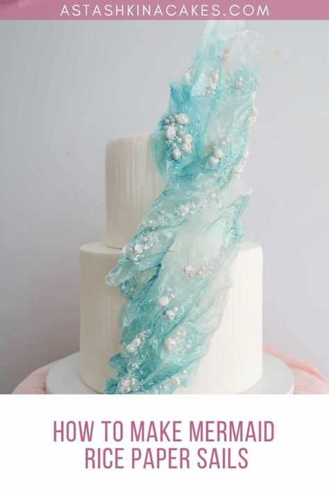 Rice Paper Sails, Glue Recipe, Wafer Paper Tutorial, Ocean Cakes, Wafer Paper Flowers, Wafer Paper Cake, Elegant Birthday Cakes, Modern Cakes, Wedding Colour