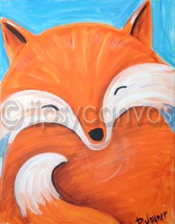 Kids Painting Party, Fox Painting, Painting Party, Kids Canvas, Paint Night, Wildlife Paintings, Winter Painting, Canvas Ideas, Fox Art