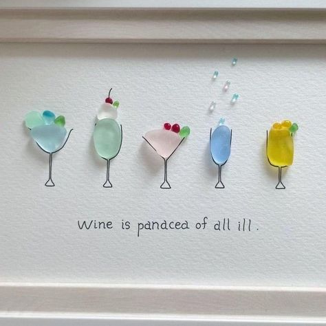 Rock Pic, Sea Glass Diy, Sea Glass Artwork, Sea Glass Art Diy, Sea Glass Art Projects, Beach Glass Crafts, Art Coquillage, Glass Art Projects, Beach Glass Art