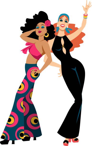 Disco Dancer, Disco Dancing, 70's Disco, Retro Vector Illustration, Woman Singing, Disco Style, Couple Dress, Disco Dance, 70s Disco