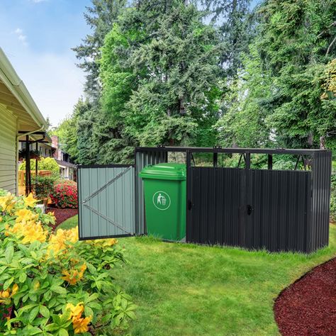 PRICES MAY VARY. ✅ Metal Garbage Bin Shed - Hide your bin from view in the garden and add a touch of tidiness and beauty to your outdoor areas with this wheelie bin shed. ✅ Durable and Rot-Resistant - This garden shed is built with galvanized steel, which can efficiently prevent corrosion. Besides, it is rust-proof and scratch- resistant. ✅ Easy to Put and clean - The convenient lid and springs make it easy for you to put in and remove the waste bin. And It's easy to clean with spraying water. ✅ Trash Can Storage Outdoor, Garbage Can Storage, Garbage Shed, Bin Shed, Trash Storage, Steel Storage Sheds, Garbage Storage, Outdoor Trash Cans, Metal Storage Sheds