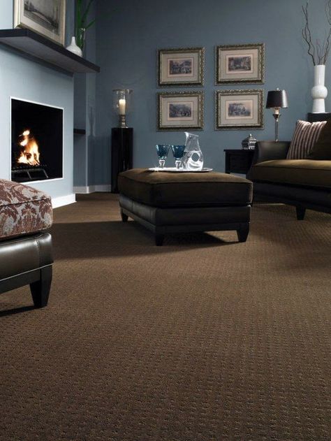 1000+ ideas about Dark Brown Carpet on Pinterest | Carpets ... Brown Carpet Living Room, Dark Brown Carpet, Dark Brown Sofas, Brown And Blue Living Room, Brown Living Room Decor, Family Room Colors, Furnitur Ruang Keluarga, Dark Carpet, Brown Couch