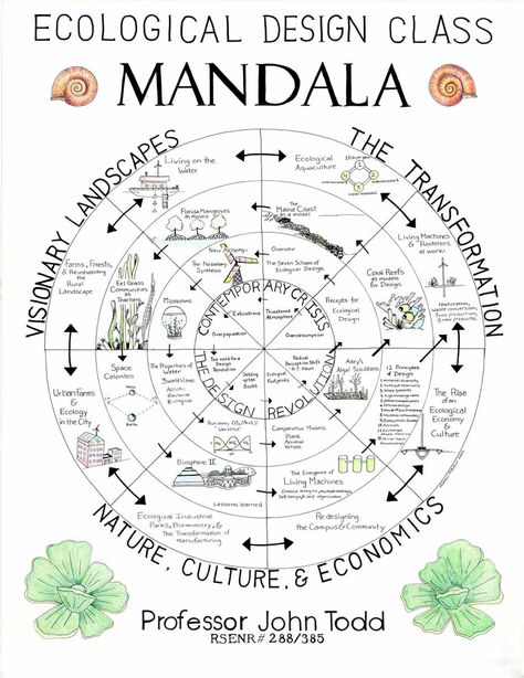 Ecological Design Mandala by Prof. John Todd // whoa. @Melissa Squires Squires Revelez John Todd, Mandala Nature, Food Forest Garden, Ecology Design, Dream Farm, Permaculture Gardening, Permaculture Design, Design Mandala, Forest Garden