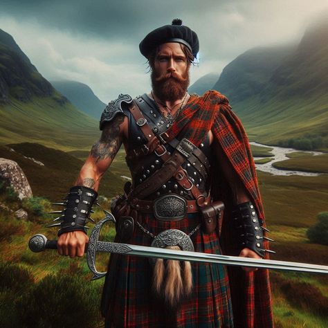 Highland Warrior https://htnkshah.gumroad.com/l/highlanderwarrior #htnkshah.gumroad.com #highland warrior Scottish Highlander Warrior, Tartan Sash, Highlands Warrior, Scottish Warrior, Celtic Warriors, Scottish Landscape, Avatar Characters, Kilt, Tartan