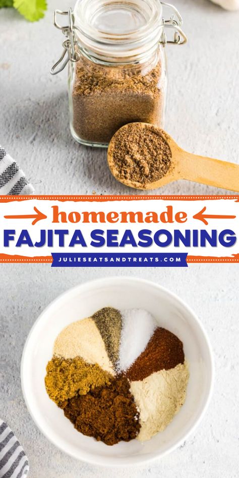 This homemade Fajita seasoning is similar to the packet seasoning but better. Out of all the homemade Fajita seasoning recipes, this is the BEST recipe you'll find. It's easy and cost-effective! Save this easy Cinco de Mayo recipe for later. Fajitas Seasoning, Fajita Seasoning Recipe, Flavored Cream Cheeses, Crockpot Steak, Homemade Ranch Seasoning, Homemade Fajita Seasoning, Mayo Recipe, Dry Rubs, Dry Mixes