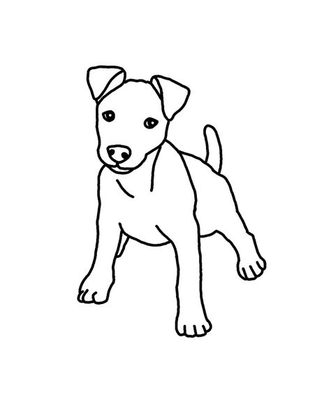 Jack Russell Outline, Patterdale Terrier Tattoo, Drawing Of A Dog Easy, How To Draw A Jack Russell Step By Step, Painting Outline Ideas, Jack Russell Terrier Tattoo, Jack Russel Drawing, Small Dog Drawing, Jack Russell Terrier Drawing