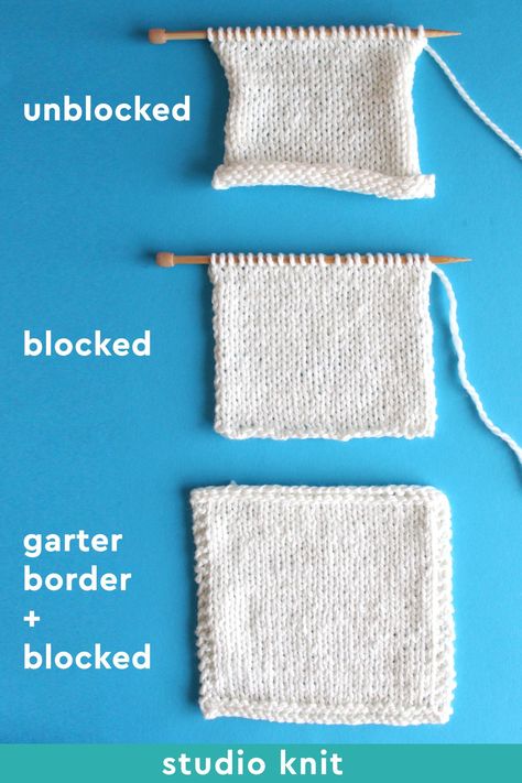 Because all edges of the Stockinette Stitch curl up, it is helpful to block your piece.Adding a border another way to help it lie flat. My favorite border stitches are Garter and Seed stitches. Both adding a border and blocking your piece helps it lie flat the best! Get free written knitting pattern instructions with video tutorial. How To Knit A Border Around A Blanket, Adding A Border To Knit Blanket, How To Add A Border To A Knitted Blanket, Knitting Edges And Borders Free, Knitting Borders Pattern, Knit Edges And Borders, Knitted Edges And Borders, Knitting Edges And Borders, Flat Knitting Patterns