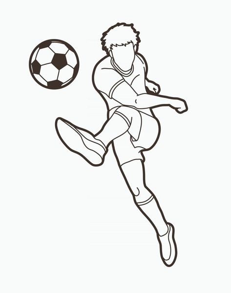 Soccer Poses Drawing Reference, Soccer Sketches Draw, Soccer Line Art, Football Poses Drawing, Soccer Drawings Easy, Soccer Poses Drawing, Football Players Drawing, Drawing Of Football, Soccer Sketch