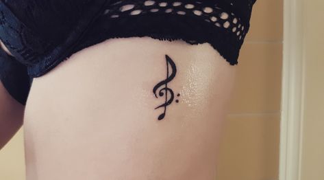 G Clef Tattoo, Tattoo Below Breast, Mother And Daughter Tattoos, Clef Tattoo, Microphone Tattoo, V Tattoo, Music Note Tattoo, Note Tattoo, Geometric Tattoos