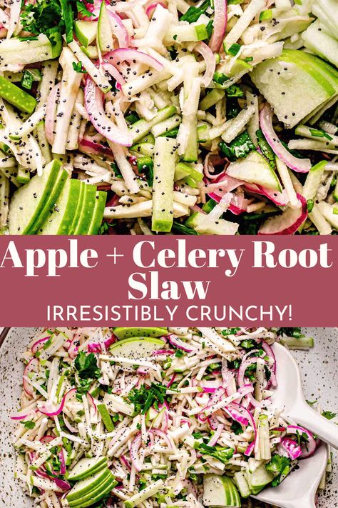 Slaw With Apples, Apple Celery Salad, Celery Slaw, Celeriac Recipes, Pickled Celery, Celery Recipes, Celery Salad, Pulled Pork Recipe, Apple Slaw