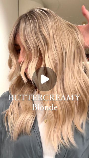 BUTTERCREAM BLONDE 🤍🍧👼🏻 Pastel shade with a hint of warmth 💛 New brighter tones fr... Pastel, Buttercream Blonde Hair, Butter Blonde Balayage, Buttercream Blonde, Butter Blonde Hair, Igora Vibrance, Toning Cream, Butter Blonde, Blonde Hair Goals