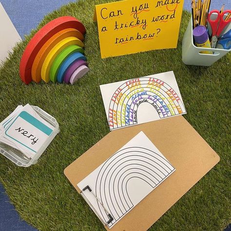 ✨ Sophie | Year 1 Teacher on Instagram: "✨ Tricky Word Rainbow ✨ I’ve been noticing that the children still need to work on their spelling of the year one words, so what better activity than this one to help them practise? 🌈 The children in my class love rainbows and they’re always so good at filling out these word rainbows! ✏️ There are specific words that I wanted them to focus on rather than them all writing “a”, “me”, “my” (some children always try to get away with doing the shortest wor Year One, Year 1 Writing Activities, Year 1 English Activities, Phonics Year 1, Year 2 Provision Ideas, Year 2 Phonics, Year 1 Writing, Phonics Activities Year 1, Year 1 Morning Activities