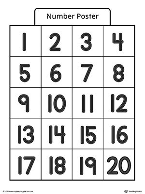 Number Poster 1-20 Worksheet.Help your child practice counting numbers 1-20 with this printable number poster. Number Chart 1 20, Numbers Preschool Printables, Number Recognition Worksheets, Number Activities Preschool, Free Printable Numbers, Preschool Counting, Number Chart, Counting Numbers, Basic Math Skills