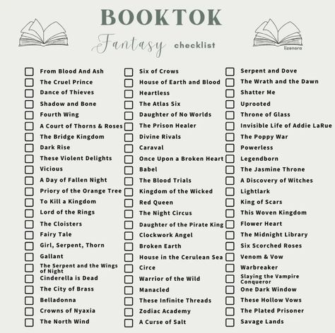 Wattpad Fantasy Recommendations, Booktok Reading Challenge, Book List Aesthetic, Romance Books Checklist, Fantasy Book Challenge, Fantasy Reading Challenge, Tbr List Aesthetic, Fantasy Book Checklist, Booktok Fantasy Checklist