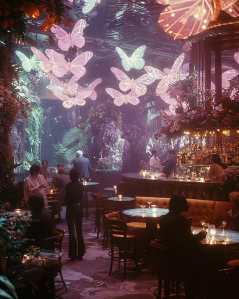 In a hidden corner of New York City lies the Night Butterfly Bar. Tucked away from the chaos of the streets, it’s a sanctuary for those who love the nighttime. Derived from the Dutch word “nachtvlinder,” which captures more than just “night butterfly,” it represents the idea of finding joy and flourishing in the darkness. Here, between the soft glow of the lights, people find comfort in the night. At the Night Butterfly Bar, everyone is welcomed to enjoy its magic within the shadows. AI-gene... Butterfly Night Light, In The Night, Night In Aesthetic, Night Words, Dark Butterflies, Night City Aesthetic, Lights In The Dark, Butterfly Bar, Comfort Aesthetic