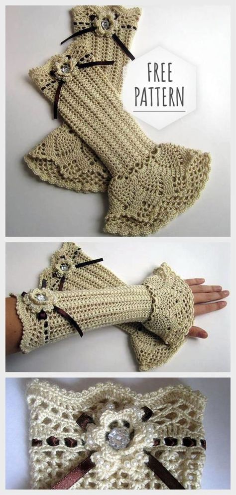 Gloves Pattern Crochet, Crocheted Gloves, Crochet Autumn, Crochet Gloves Pattern, Confection Au Crochet, Gloves Pattern, Crochet Clothing And Accessories, Crochet Design Pattern, Kawaii Crochet