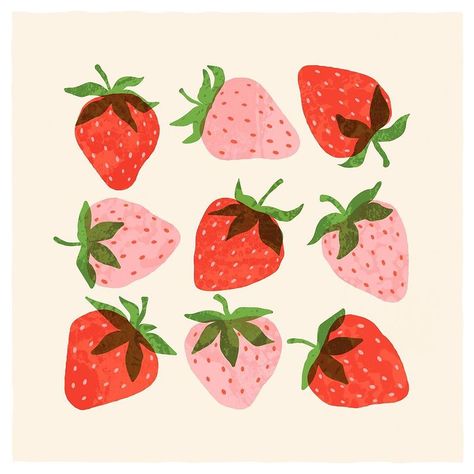 Rebecca Hollingsworth | 🍓🍓🍓 Happy Friday! Hope you have a berry nice day! ❤️ . . . . . . #drawing #foodillustration #illustration #designer #illustrator… | Instagram Vector Fruit Illustration, Berry Doodles, Raspberry Watercolor, February Illustration, A6 Bujo, Strawberry Doodle, Berries Aesthetic, Berry Illustration, Berries Illustration