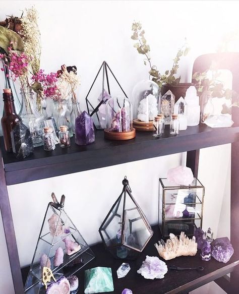 Crystal Room Decor, Spiritual Room, Crystal Room, Zen Room, Crystal Altar, Crystal Garden, Quote Decor, Crystal Aesthetic, Spiritual Decor