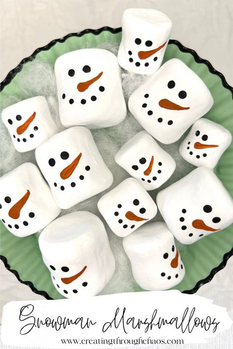 DIY Snowman Marshmallows - Creating Through Chaos Snowman Marshmallow Craft, How To Make Faux Marshmallows Diy, Marshmallow Christmas Ornaments, Diy Marshmallow Ornaments, Diy Faux Hot Cocoa Mugs, Marshmallow Snowmen, How To Make Fake Marshmallows Diy, Diy Fake Marshmallows, Snowman Marshmallows