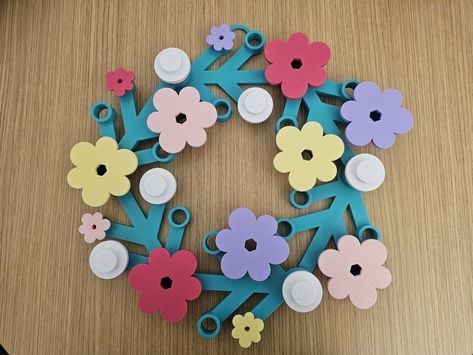 Free STL file Big Spring Flowers Lego Wreath 💐・3D printer design to download・Cults Lego Wreath, Big Floral, Lego Lovers, 3d Printer Designs, Lego Pieces, Seasonal Crafts, Big Flowers, Outdoor Garden Furniture, Flower Wreath