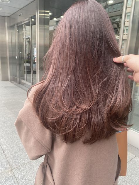 Ash Pink Brown Hair Korean, Pink Brown Highlights, Ash Brown And Pink Hair, Ashy Pink Brown Hair, Ash Pink Brown Hair, Brownish Pink Hair, Ash Pink Hair, Pinkish Brown Hair, Korean Hair Dye