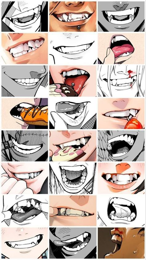 Drawing Ideas Hands, Anime Mouth Drawing, Teeth Drawing, Smile Drawing, Teeth Art, Drawing Face Expressions, 얼굴 드로잉, Mouth Drawing, Body Reference Drawing