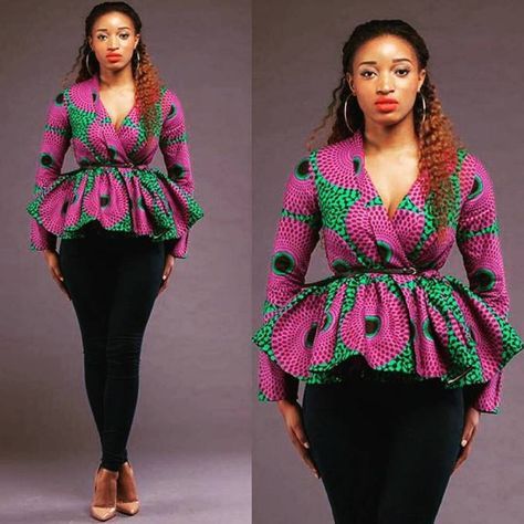 Beautiful Ankara Peplum Tops For a Beautiful Weekend Peplum Ankara Top, Peplum Ankara, Peplum Top Outfits, Ankara Peplum Tops, Ankara Tops, African Print Tops, Beautiful Weekend, African Print Dress Designs, African Wear Dresses