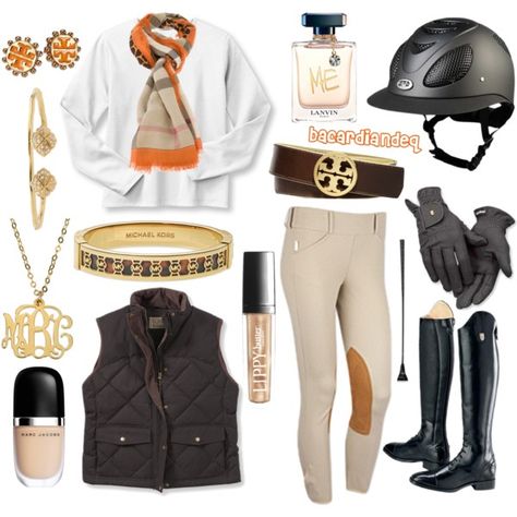 Bold Brown, Outrageous Orange - Polyvore Hours Riding Outfits, Equestrian Outfits Winter, British Style Outfits, Hours Riding, Horses Ears, Female Equestrian, Equestrian Style Outfit, Horse Outfits, Equestrian Clothes