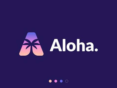 Aloha. by Oleg Coada on Dribbble Home Stay Logo, Palm Logo Design, Sunset Template, Escape Logo, Independent Logo, Hawaii Logo, Oasis Logo, Abstract Silhouette, 잡지 레이아웃