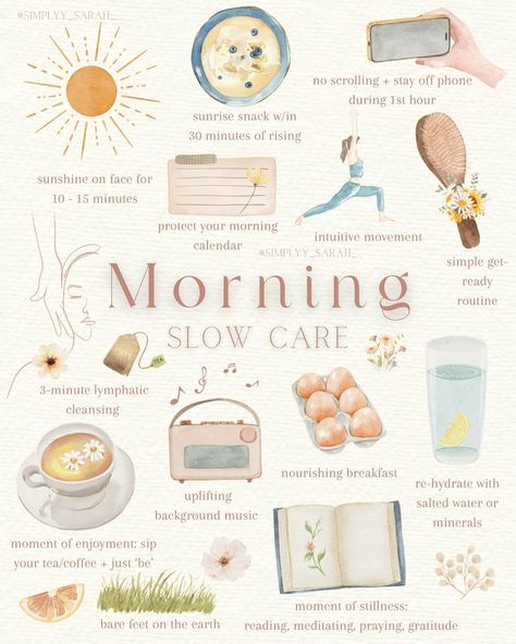 Not a morning checklist, but rather some simple ideas to help you slow down and care for your mind + body first thing in the AM ☀️ I find… | Instagram Mindful Things To Do, Morning Self Care Aesthetic, Hippie Morning Routine, Morning Self Care Routine, Morning Selfcare, Selfcare Day, Self Care Saturday, Gentle Stretches, Products Recommendations