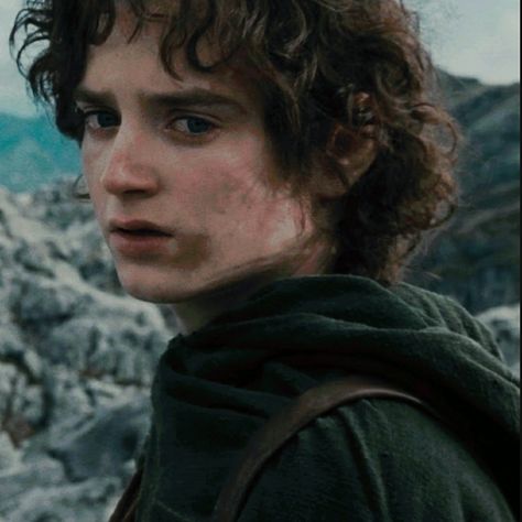 Frodo Baggins Smile, Elijah Wood Frodo, Frodo Baggins Art, Frodo Baggins Icons, Hobbit Haircut, Frodo Baggins Fanart, Lotr Icons, Lotr Frodo, Lotr Cast