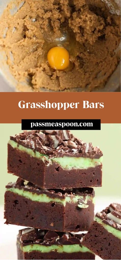 Our peppermint Grasshopper Bars are the yummiest minty goodies you’ll encounter this season! Grasshopper Bars, Grasshopper Cookies, Mint Cocoa, Mint Desserts, Cocoa Cake, Peppermint Brownies, Mint Candy, Melting Chocolate Chips, Green Food Coloring