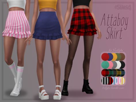 trillyke: Attaboy SkirtHigh-waisted mini skirt with a ruffle... Sims 4 Cc Maxis Match, Sims 4 Cc Maxis, Sims 4 Cas Cc, Sims 4 Game Mods, Sims 4 Mm Cc, Clothes Cc, Sims 4 Cc Clothes, Sims 4 Teen, Sims 4 Gameplay