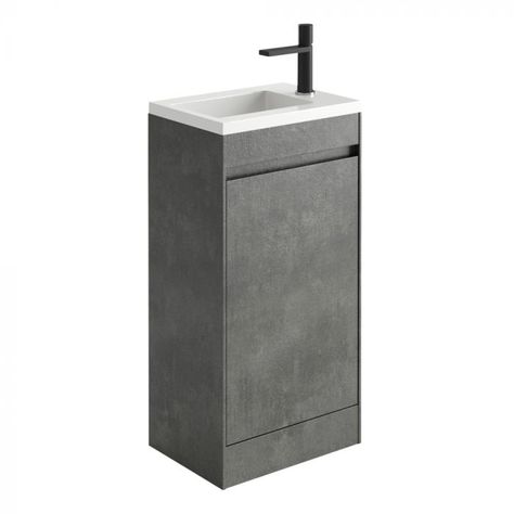 Small Vanity Unit, Cloakroom Sink, Teen Bathrooms, Easy Bathrooms, Cloakroom Vanity Unit, Sink Units, Small Sink, Small Vanity, Concrete Basin