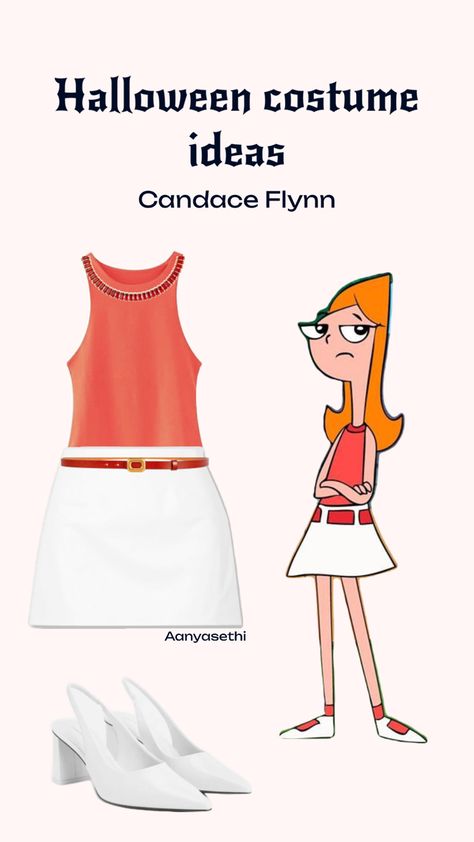 White skirt and orange top halloween costume. Orange hair halloween costume Devil Wears Prada Costume, Candace Flynn, Halloween Costume Inspiration, Matching Halloween Costumes, Disney Themed Outfits, Trio Halloween Costumes, Pretty Halloween Costumes, Bff Outfits, Matching Halloween