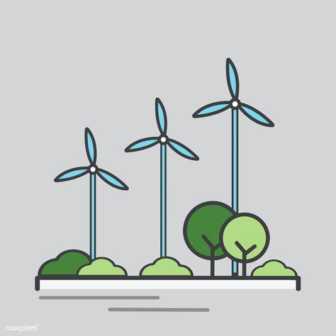 Illustration of an energy generating wind turbine | premium image by rawpixel.com Renewable Energy Illustration, Vortex Energy, Energy Illustration, Wind Cartoon, Windmills Photography, Green Industry, Free Illustration Images, Powerpoint Presentation Design, Solar Generator