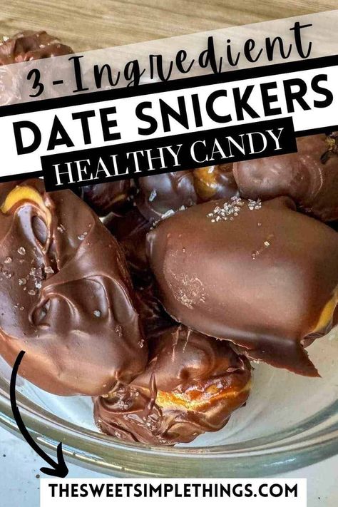 These homemade date snickers are super easy and great for healthy treats and low sugar desserts. Made with all whole food ingredients, these are a crowd pleaser that you can feel good about indulging in. Delicious healthy desserts have never been easier to make. These healthy homemade snickers bars are great for adults and kids alike. These stuffed date snickers are made with deglet noor dates but you can use medjool dates if you prefer! Deglet Noor Dates, Date Snickers, Date Recipes Desserts, Homemade Snickers Bars, Low Sugar Desserts, Healthy Candy, Homemade Snickers, Medjool Dates, Food Ingredients