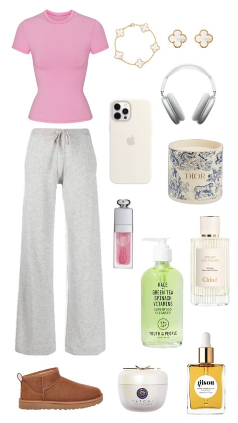 #aesthetic #outfitinspo #fashion #pinkaesthetic #clean #itgirl #vanillagirl #basic Comfy Outfit For Home, Clean Girl Asthetics Outfit, Clean Girl Asethic Outfits, Clean Girl Aesthetic Outfits For School, Comfy Ugg Outfits, Ugg Looks, Clean Girl Aesthetic Outfits Summer, Clean Girl Clothes, Clean Girl Fits