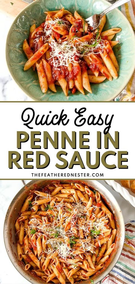 Penne Pomodoro is a scrumptious, savory 30-minute tomato basil pasta recipe, featuring a delicious meatless sauce and plenty of tender pasta to fill your stomach. Enjoy this easy Italian dinner on any busy weeknight, or in huge batches to enjoy with friends and family! Pasta Recipes Red Sauce, Penne Pomodoro, Basil Pasta Recipes, Easy Italian Dinner, Penne Pasta Recipes, Red Sauce Pasta, Tomato Basil Pasta, Italian Dinner Recipes, Basil Pasta