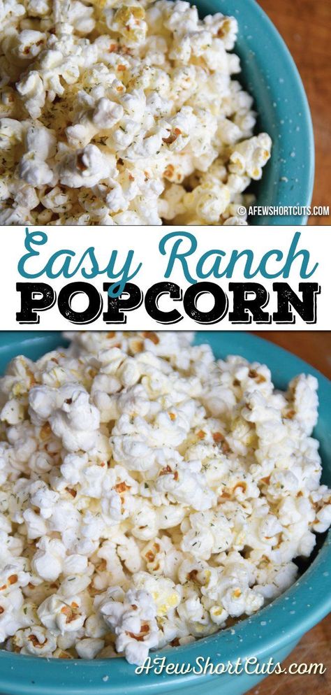 Ranch Popcorn, Popcorn Toppings, Popcorn Recipe, Popcorn Seasoning, Flavored Popcorn, Popcorn Recipes, Homemade Snacks, Watching Movies, Snack Mix