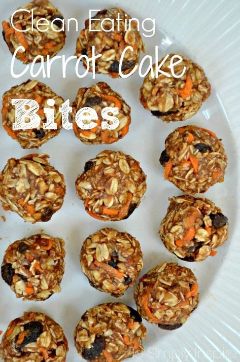 These healthy Carrot Cake Bites are a yummy treat with simple ingredients. Perfect little snack to have ready to munch on. Powerballs Recipe, Carrot Cake Bites, Recipe Carrot Cake, Carrots Healthy, Coconut Nectar, Cake Carrot, Eating Carrots, Clean Eating Vegetarian, Sunflower Butter