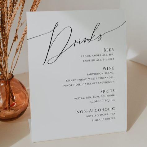 Classic Engagement Party, Wedding Bar Signage, Whimsical Minimalist, Minimalist Reception, Menu Signage, Wedding Bar Menu Sign, Wedding Drink Menu, Open Bar Sign, Alcohol Signs