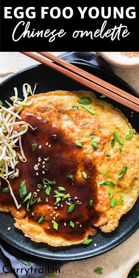 Egg Foo Young is a light and fluffy Chinese omelette loaded with chopped vegetables and shrimp smothered in flavorful tangy brown gravy sauce. #eggfooyoung #Chineseomelette #eggrecipes #eggs #breakfastrecipes #breakfasteggs Vegetable Egg Foo Young Recipe, Vegetable Egg Foo Young, Chinese Omelette, Cooking Raw Shrimp, Egg Omelette Recipe, Omlet Recipes, Egg Recipes For Dinner, Chinese Breakfast, Shrimp And Eggs